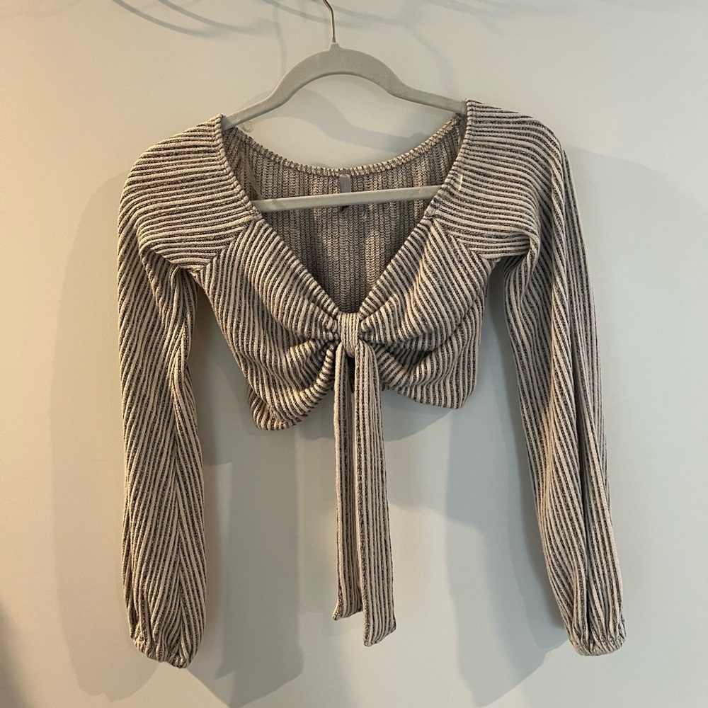 striped, tie crop top